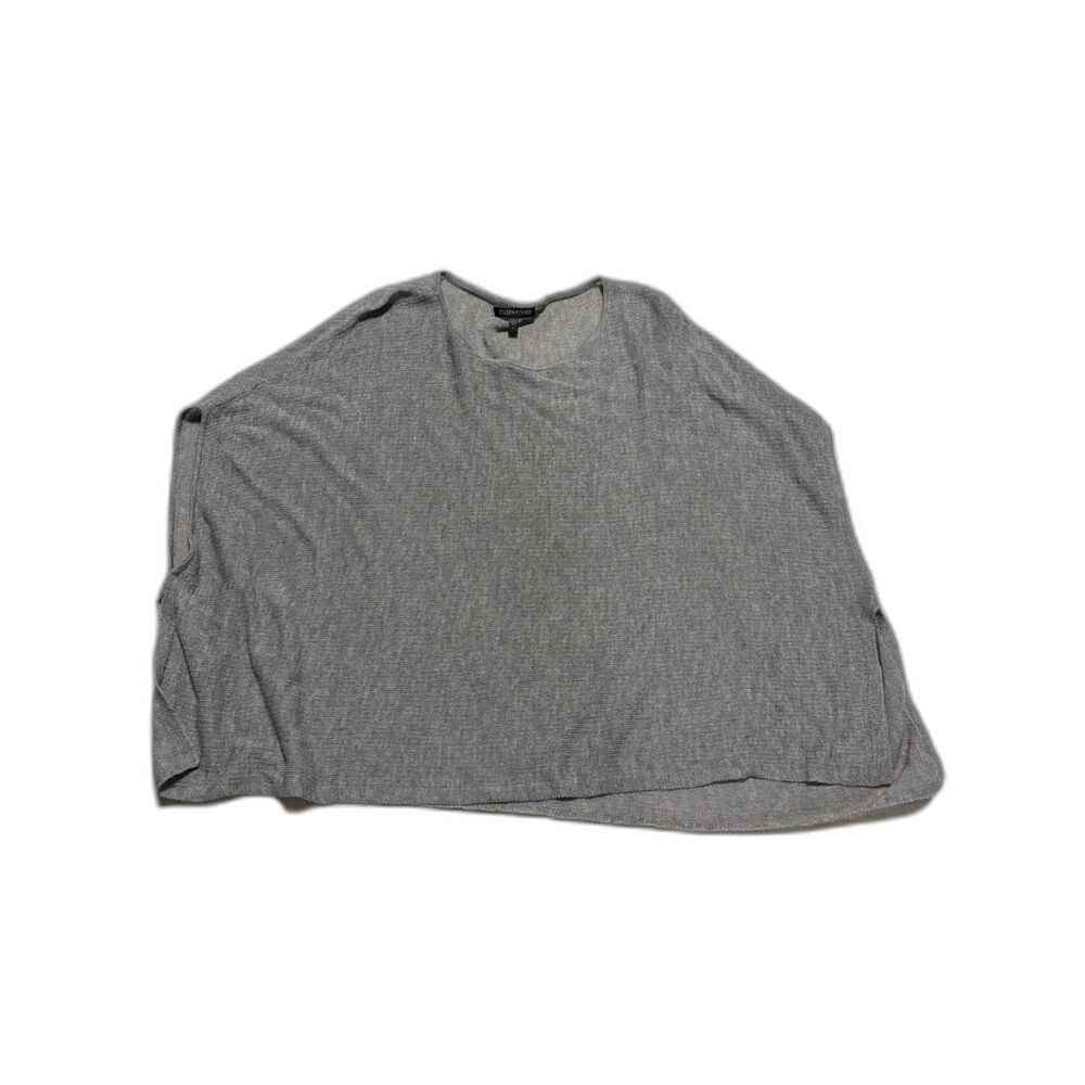 Eileen Fisher Top Womens Size Large Gray Linen Cap Sleeve
